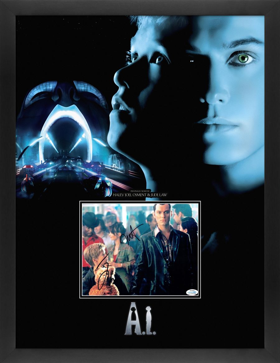 Ai Photograph Framed Display Signed by Jude Law and Haley Joel Osment - Memorabilia Framers Shop